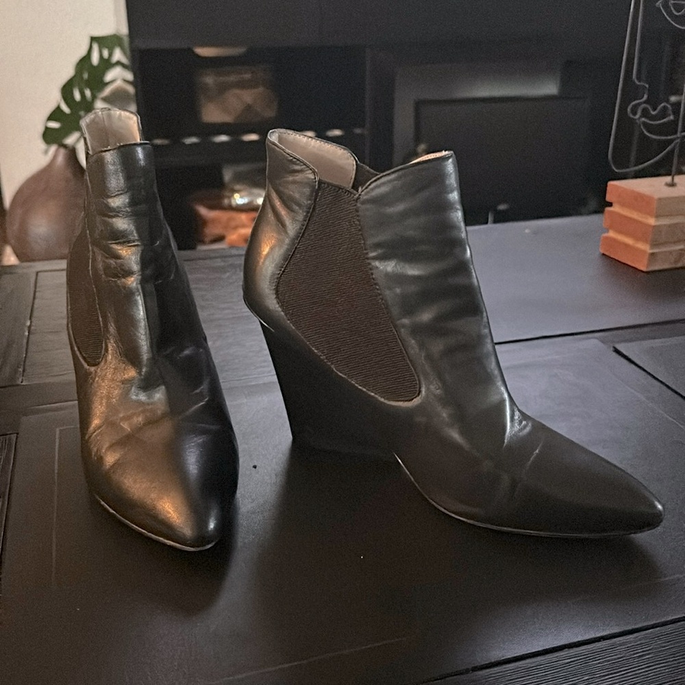Steven Black Wedge Maliik Ankle Boots by Steve Madden